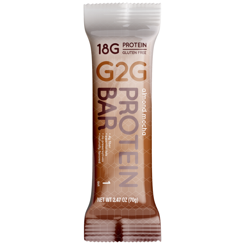 G2G Protein Bar Almond Mocha Flavor Real Food Refrigerated for freshness