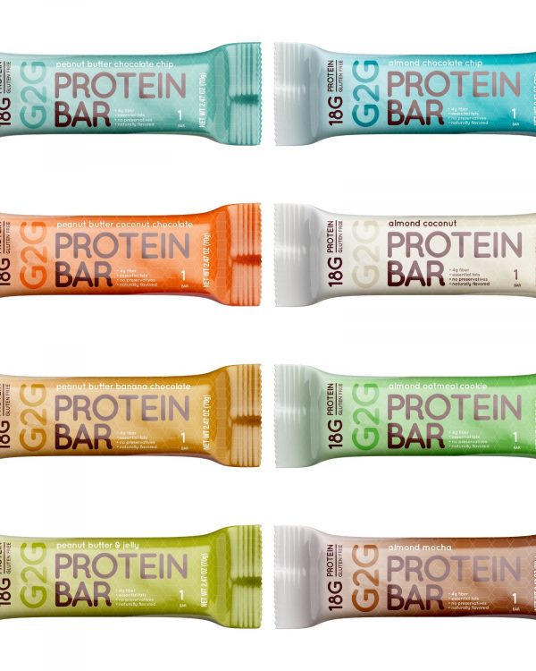G2G Protein Bar Sample Pack includes 1 bar of each of our 8 delicious flavors